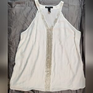 INC‎ International Concepts White and Silver Halter Top